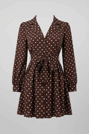 Polka Dot Long Sleeve Shirt Dress — view 4