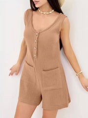 Casual Button-Down Sleeveless Romper — view 20