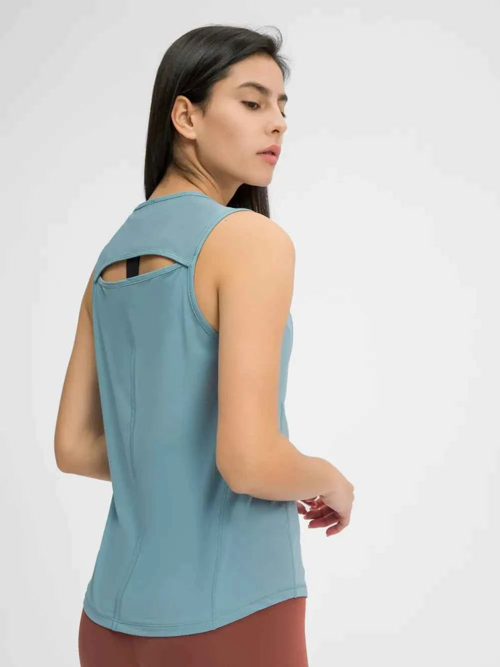 Cutout Back Round Neck Active Tank - Elevate Your Workout Wardrobe — view 10