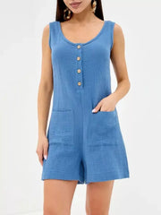 Casual Button-Down Sleeveless Romper — view 11