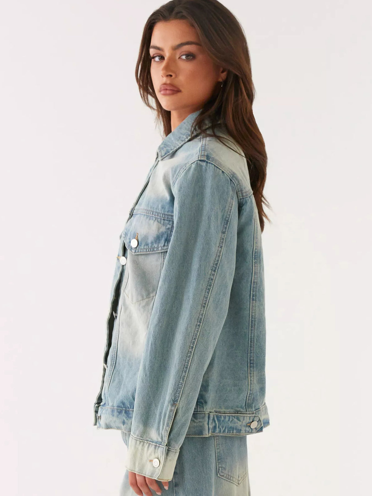 Button Up Denim Jacket and Jeans Set - Effortless Style — view 11