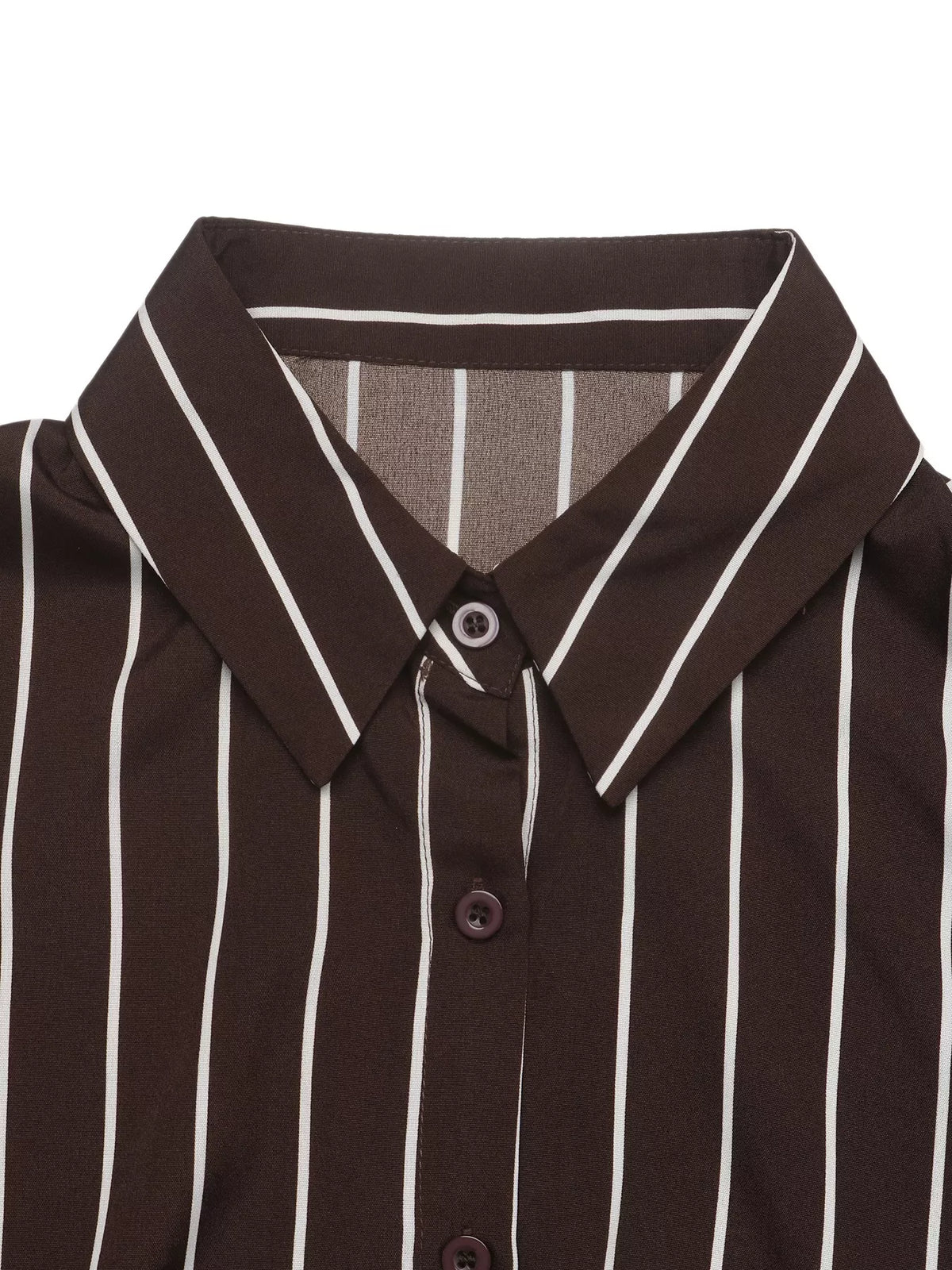 Striped Long Sleeve Belted Shirt Dress — view 9