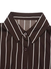 Striped Long Sleeve Belted Shirt Dress — view 9