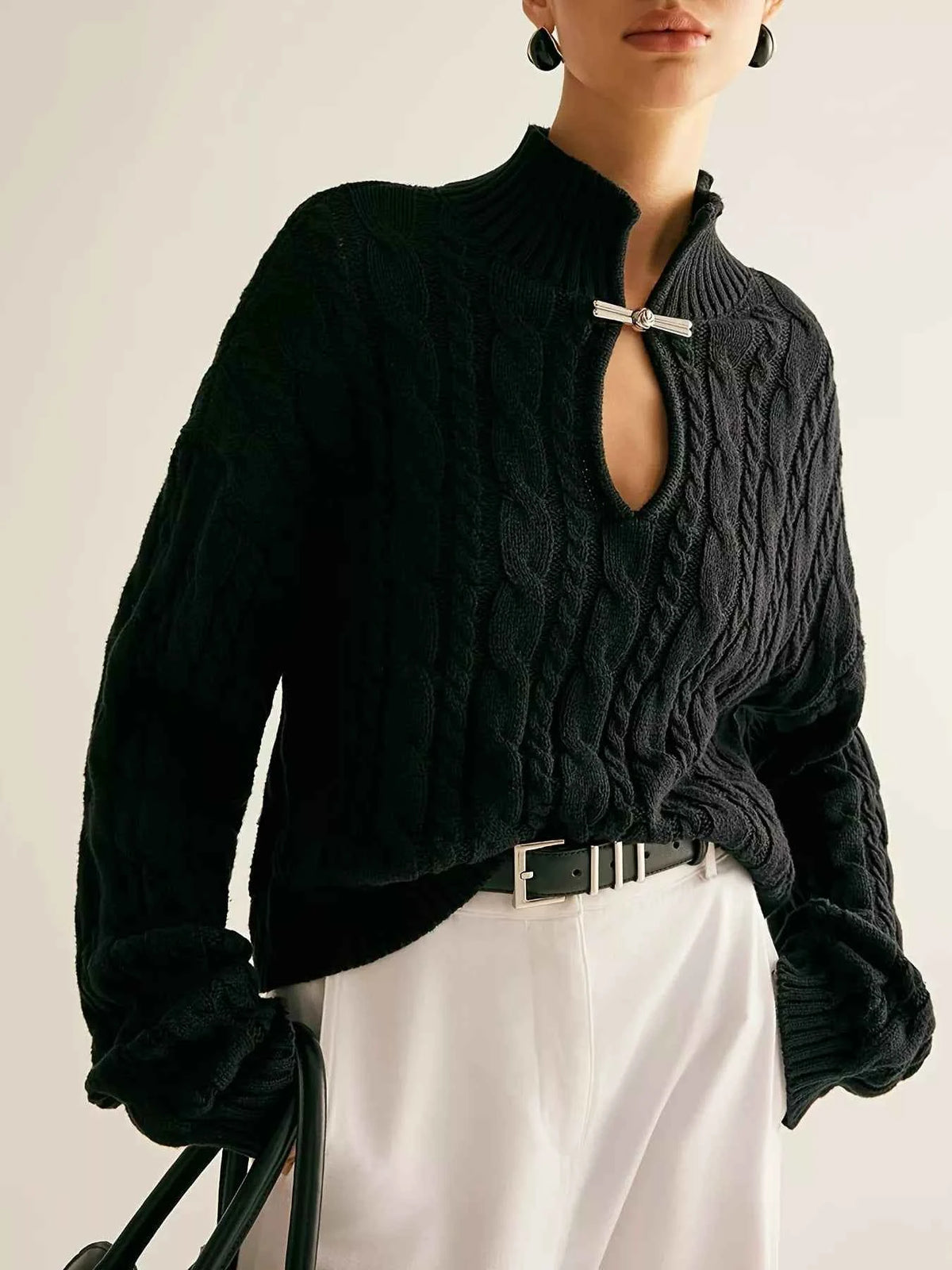 Keyhole Cable-Knit Sweater — view 1