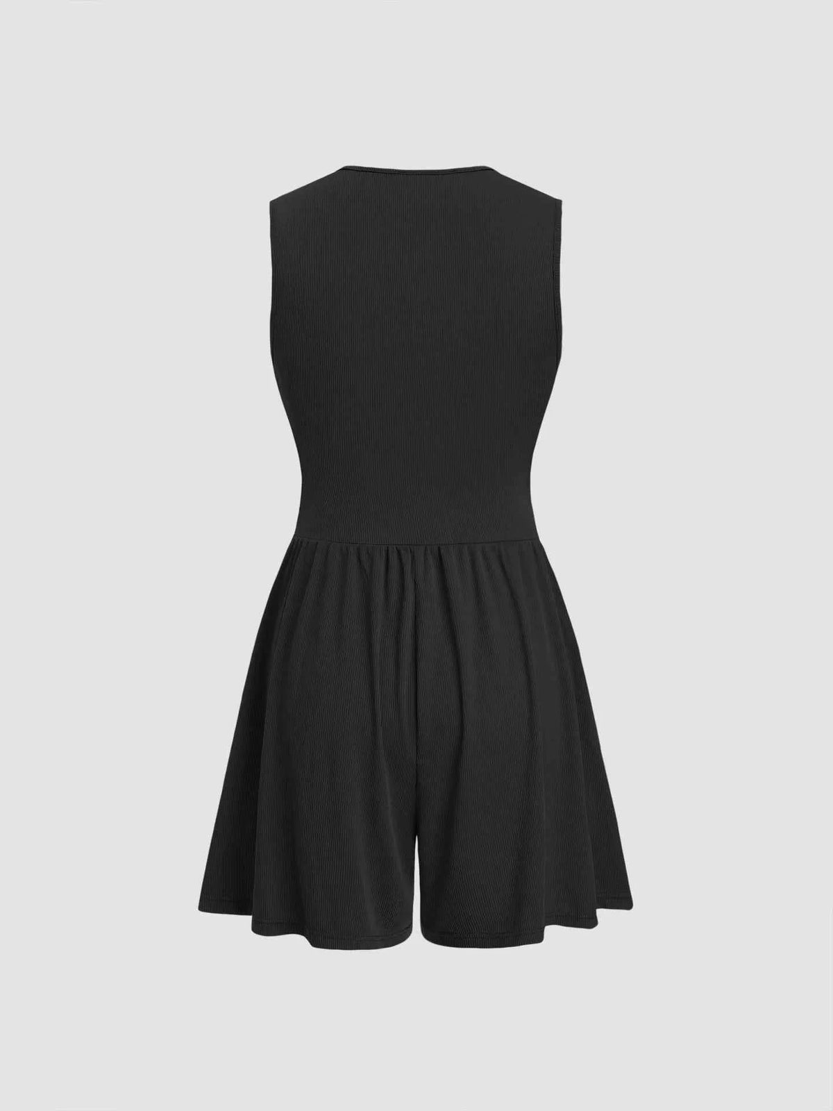 Deep V-Neck Ruched Sleeveless Romper — view 3