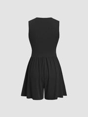 Deep V-Neck Ruched Sleeveless Romper — view 3