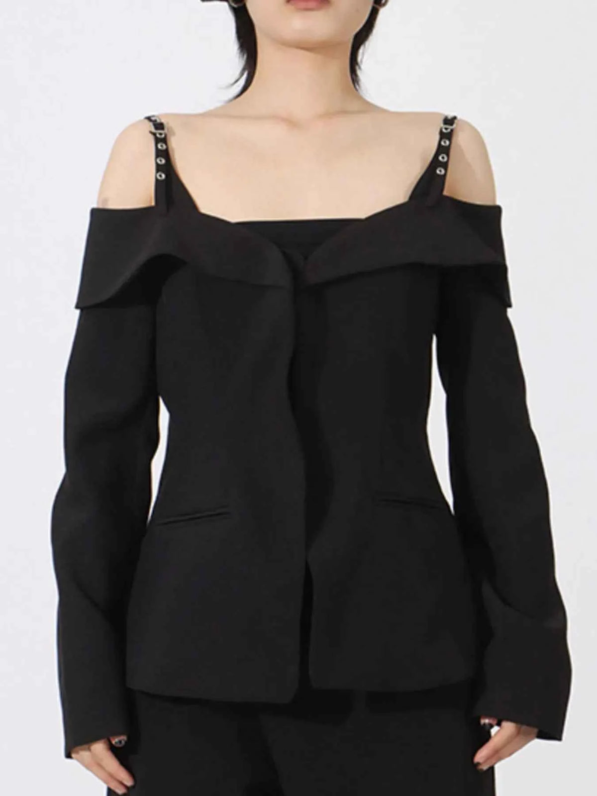 Ruffled Cold Shoulder Long Sleeve Outerwear — view 5