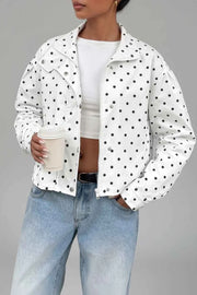 Polka Dot Zip Up Cropped Jacket — view 1