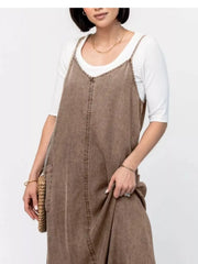 Casual Washed Denim Cami Maxi Dress — view 15