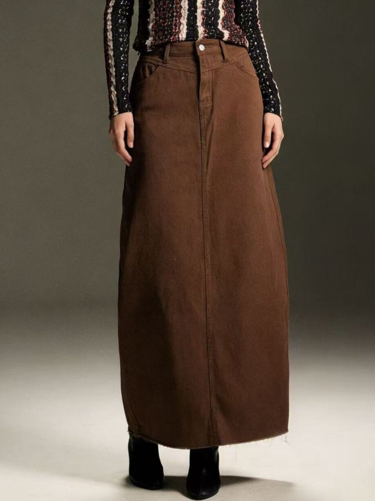 Raw Hem Maxi Denim Skirt - Effortless Style & Comfort — view 15