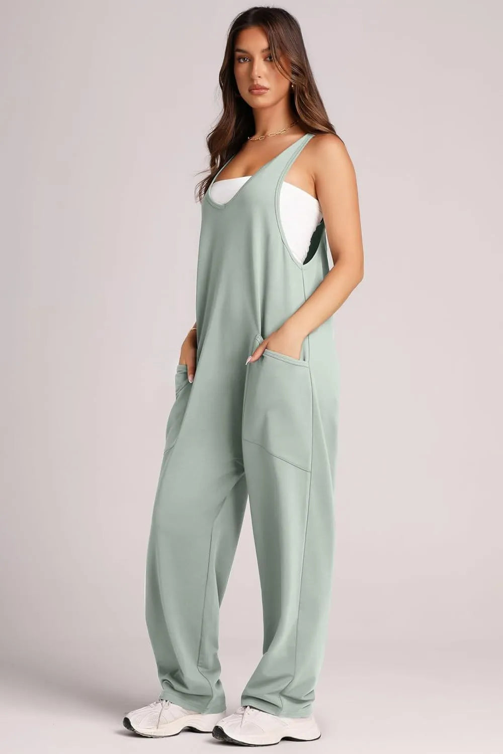 Lovelet V-Neck Wide Strap Overalls — view 7