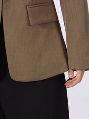 Contrast Lapel Collar Long Sleeve Blazer — view 8