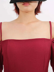 Slit Spaghetti Strap Long Sleeve Dress — view 5