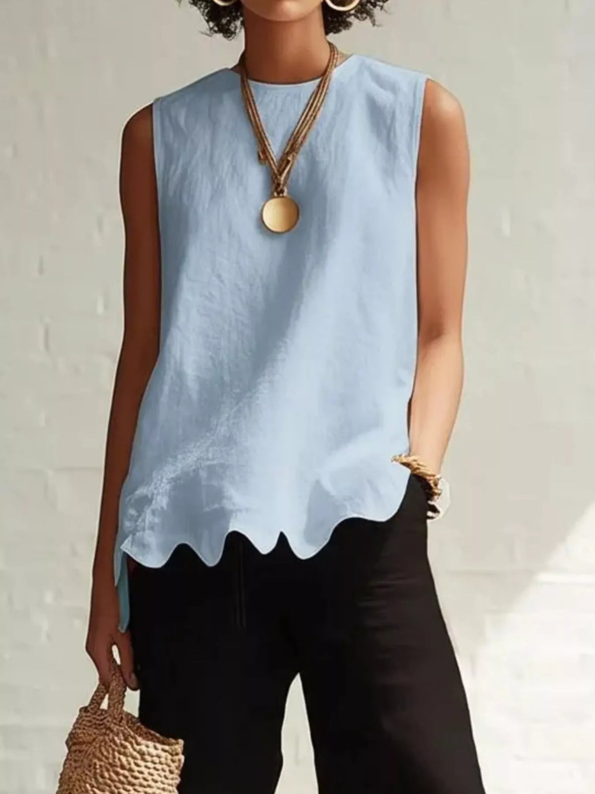 Scalloped Hem Sleeveless Tank Top - Effortless Style & Comfort — view 7