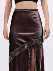 Elevate Your Style with the Asymmetrical Lace Trim Midi Skirt — view 8