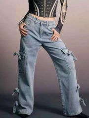 Bow Wide Leg Jeans - Elevate Your Style with Comfort — view 4