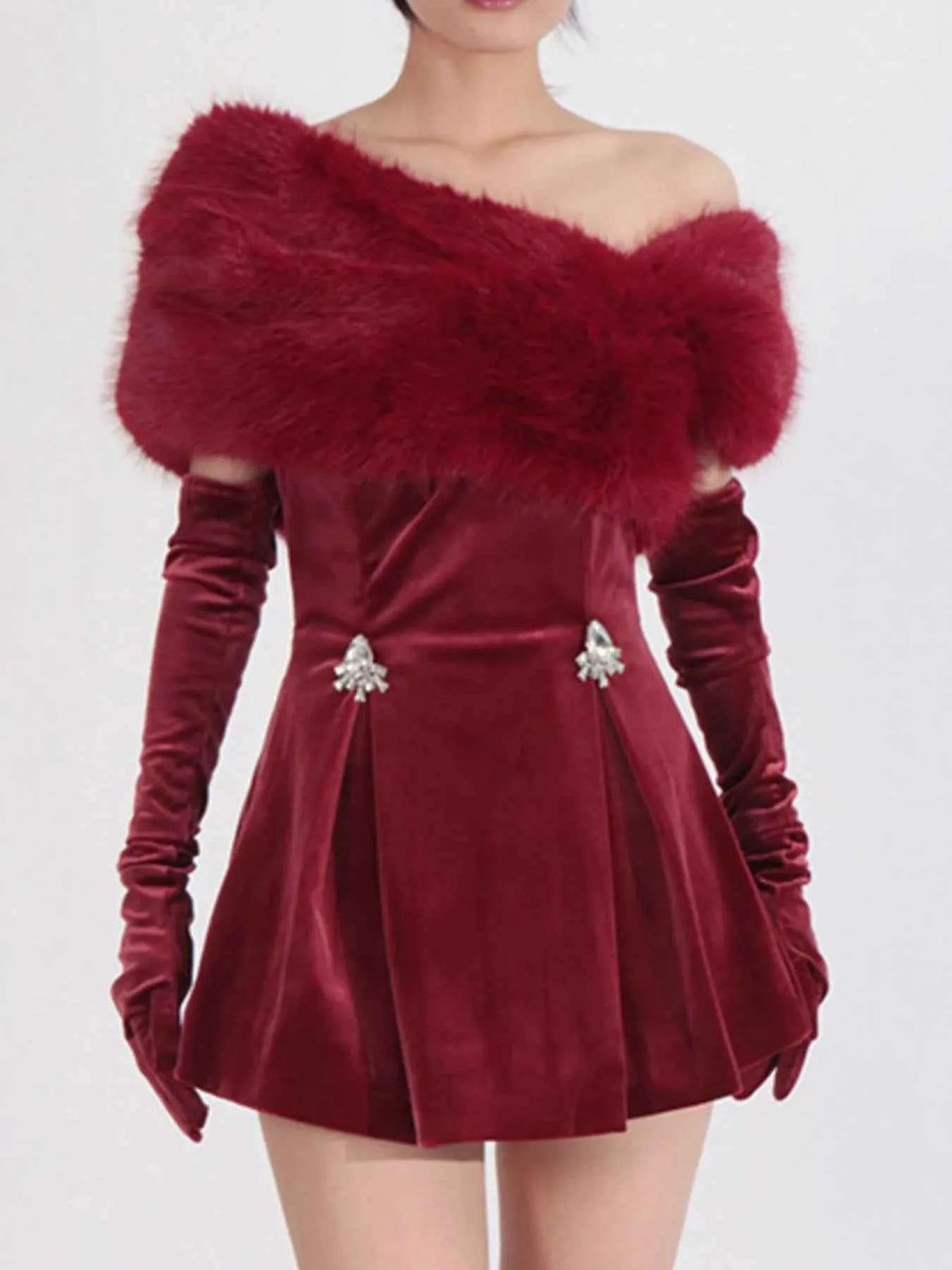 Fuzzy Off Shoulder Mini Dress — view 3