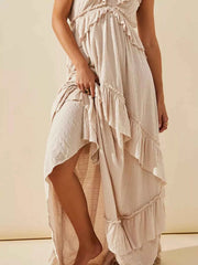 Chic Ruffled Halter Neck Maxi Dress for Effortless Style — view 15