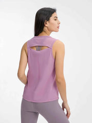 Cutout Back Round Neck Active Tank - Elevate Your Workout Wardrobe — view 20