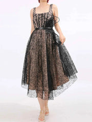 Lace Square Neck Midi Dress — view 3