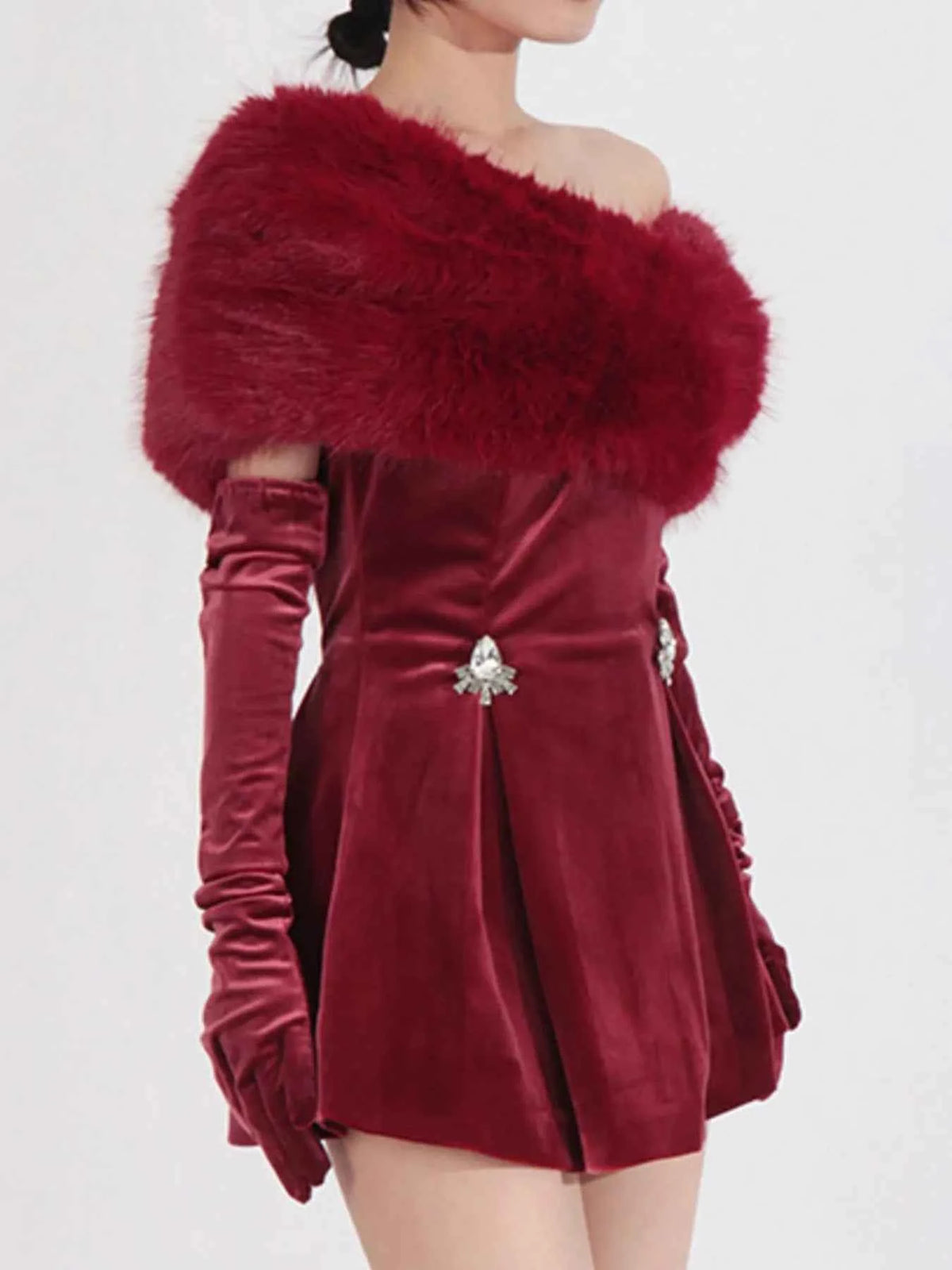 Fuzzy Off Shoulder Mini Dress — view 5
