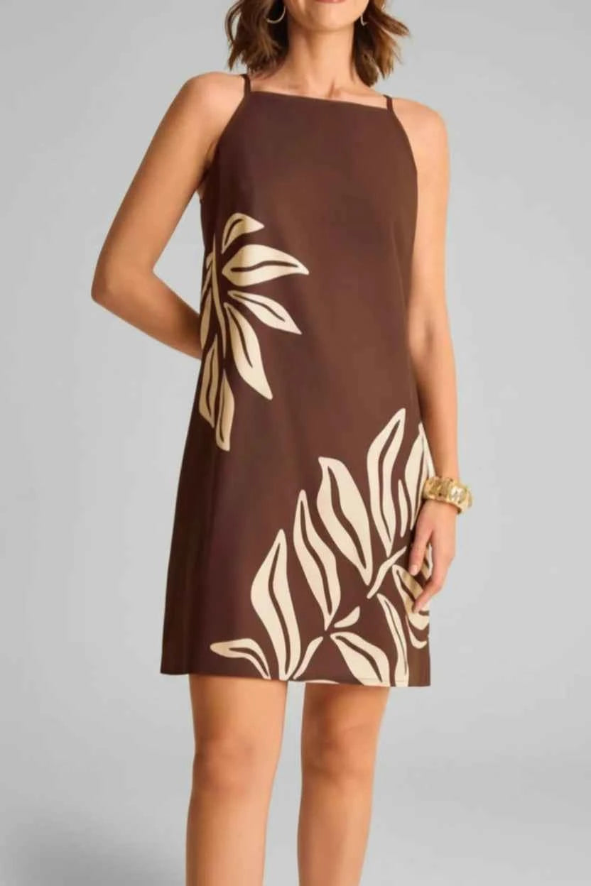 Tropical Print Sleeveless Mini Dress for Effortless Summer Style