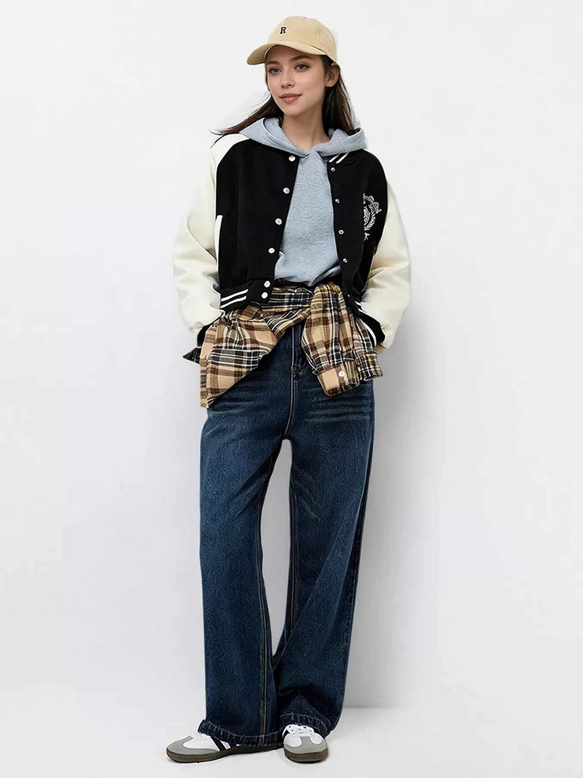 Contrast Sleeve Snap Down Jacket - Style Meets Comfort — view 1