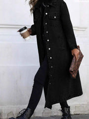 Effortlessly Stylish Longline Button-Front Denim Jacket for Every Occasion — view 12