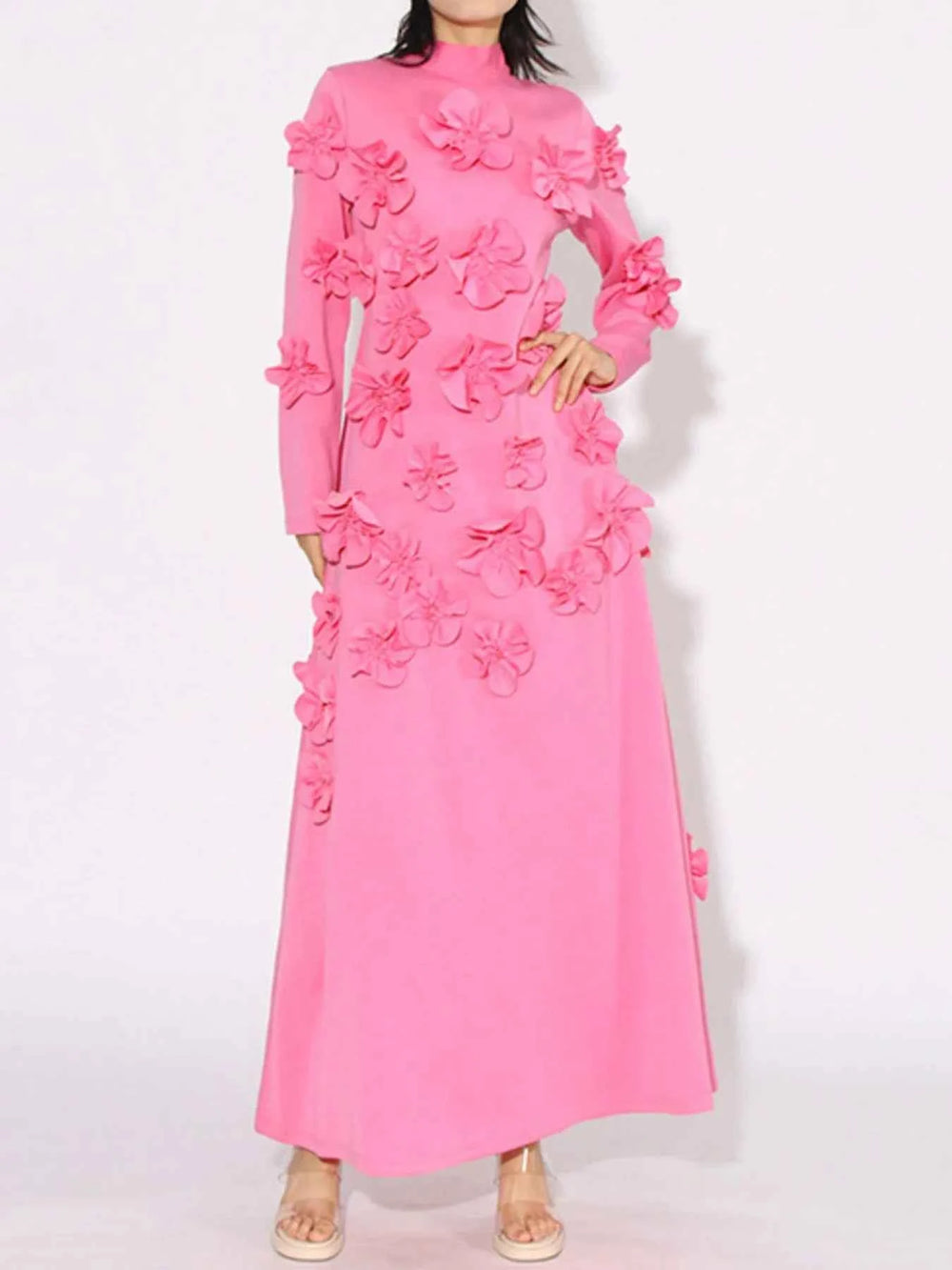 Floral Applique Long Sleeve Maxi Dress — alternate view