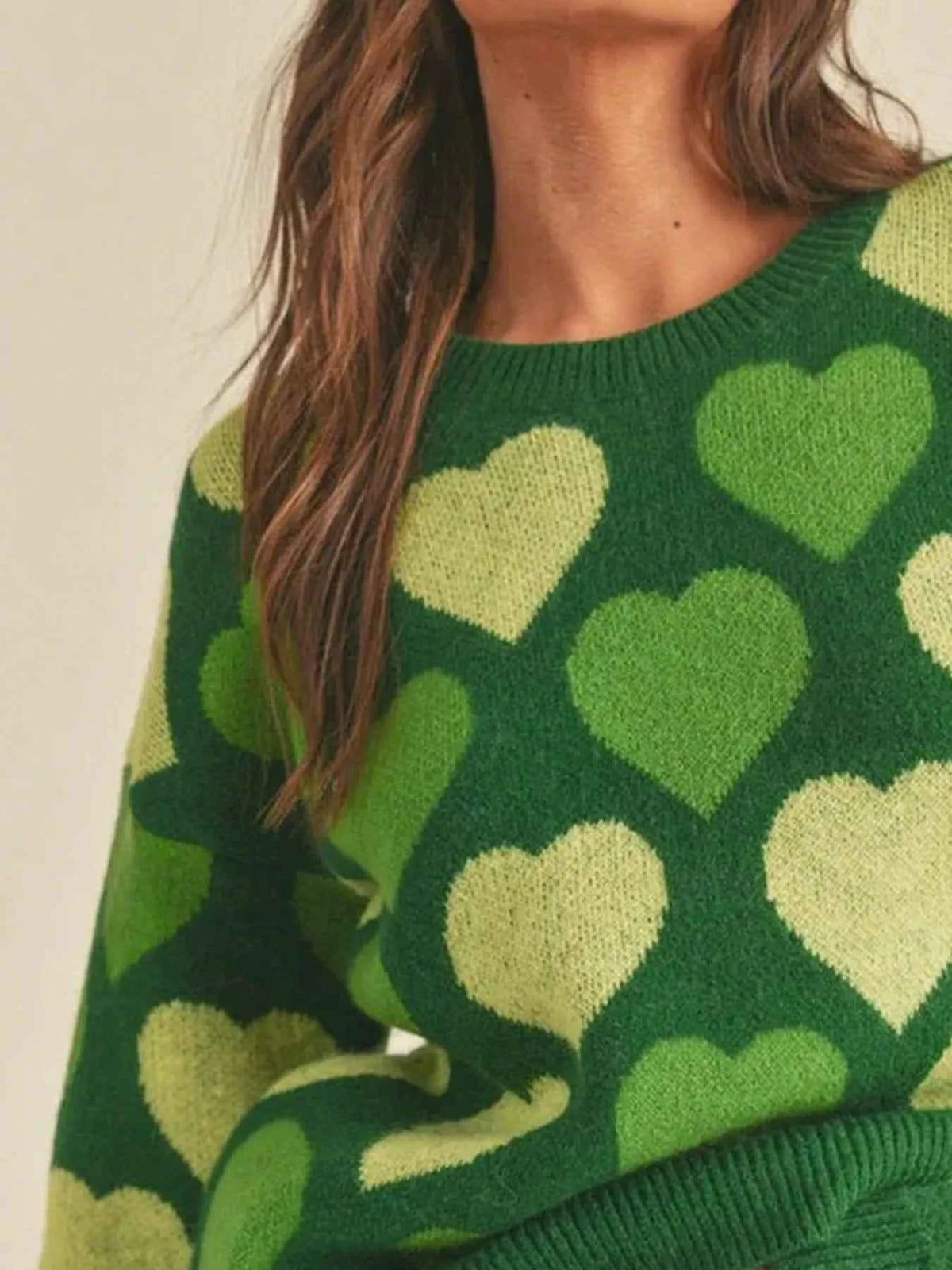 Heart Ribbed Hem Long Sleeve Sweater — view 4