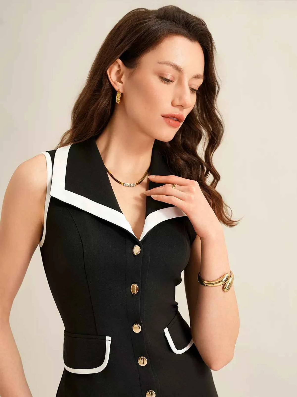 Sleeveless Button-Front Dress — view 3