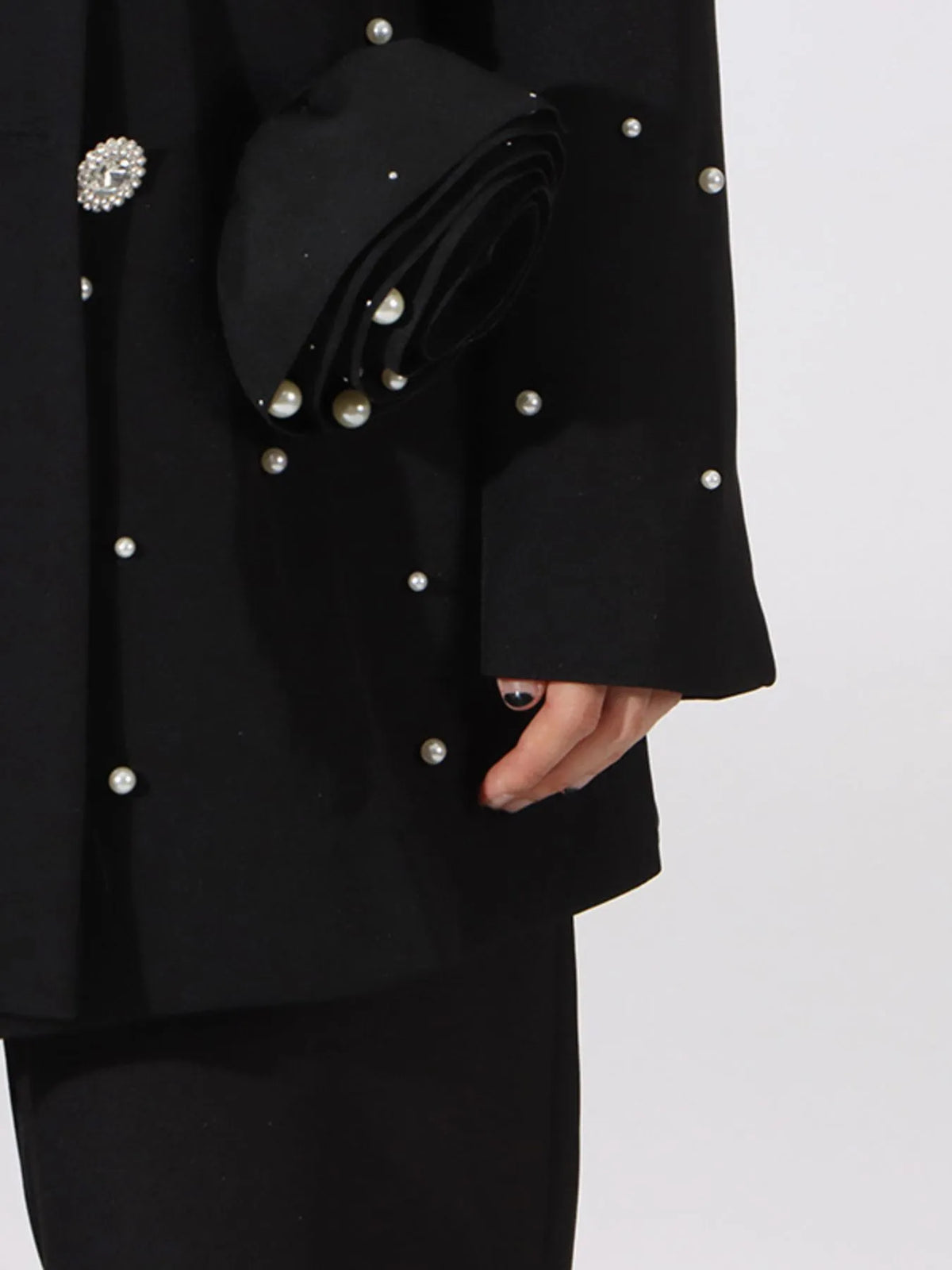 Pearl Embellished Double-Breasted Blazer — view 7