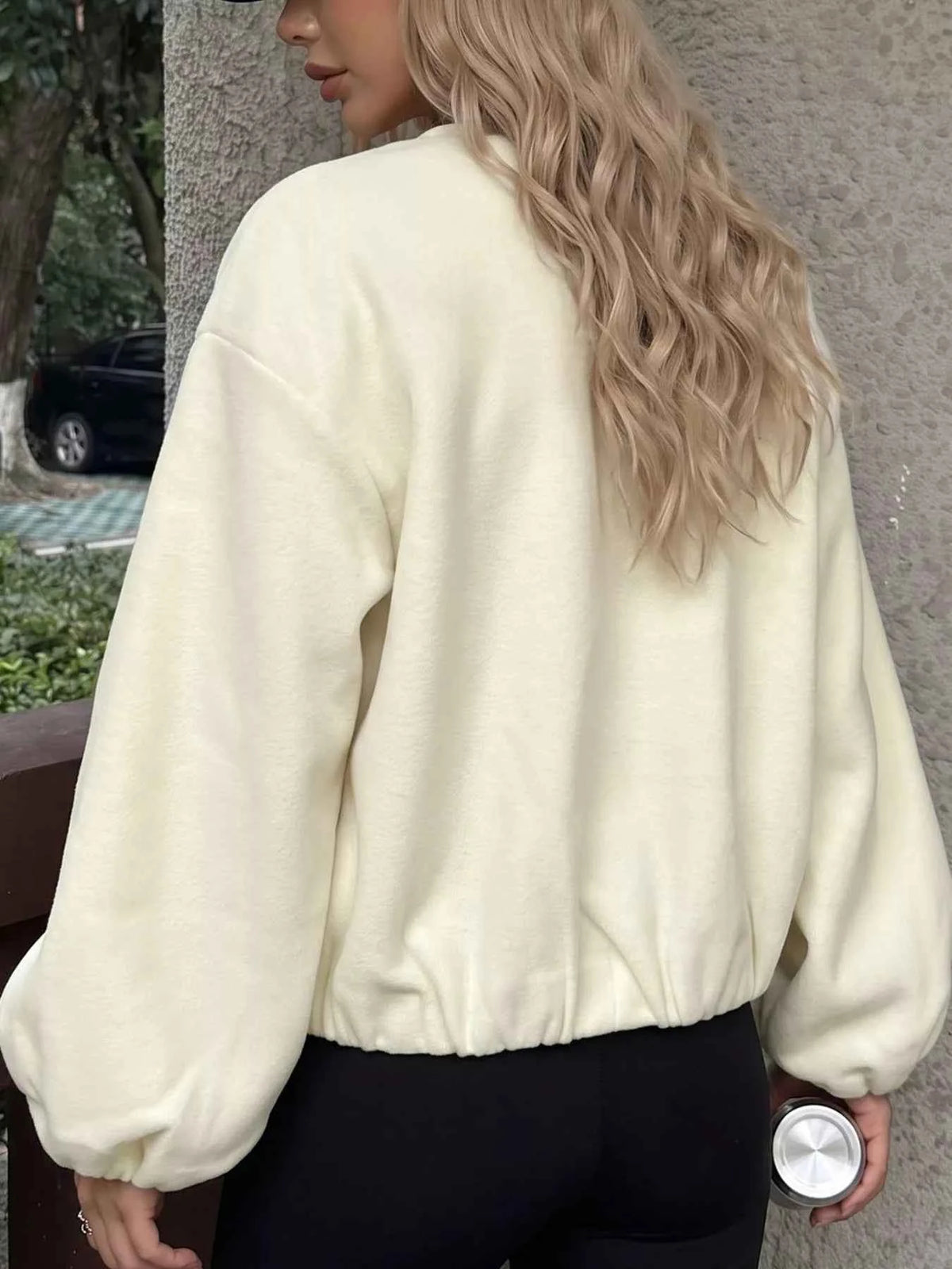 Fleece Bomber Jacket with Zipper Closure — view 5
