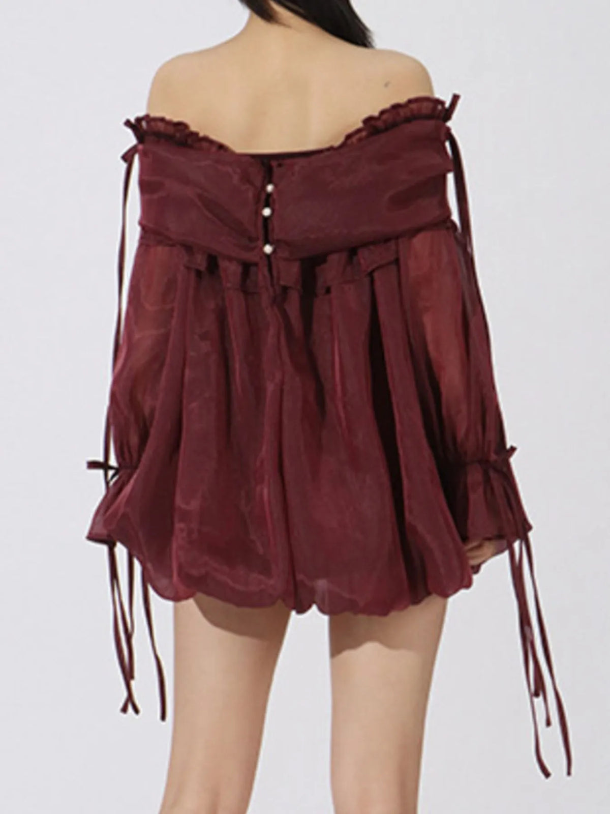 Ruffled Off-Shoulder Flounce Sleeve Dress — view 10