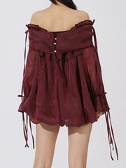 Ruffled Off-Shoulder Flounce Sleeve Dress — view 10