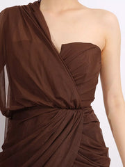 One-Shoulder Flowy Mesh Dress — view 6