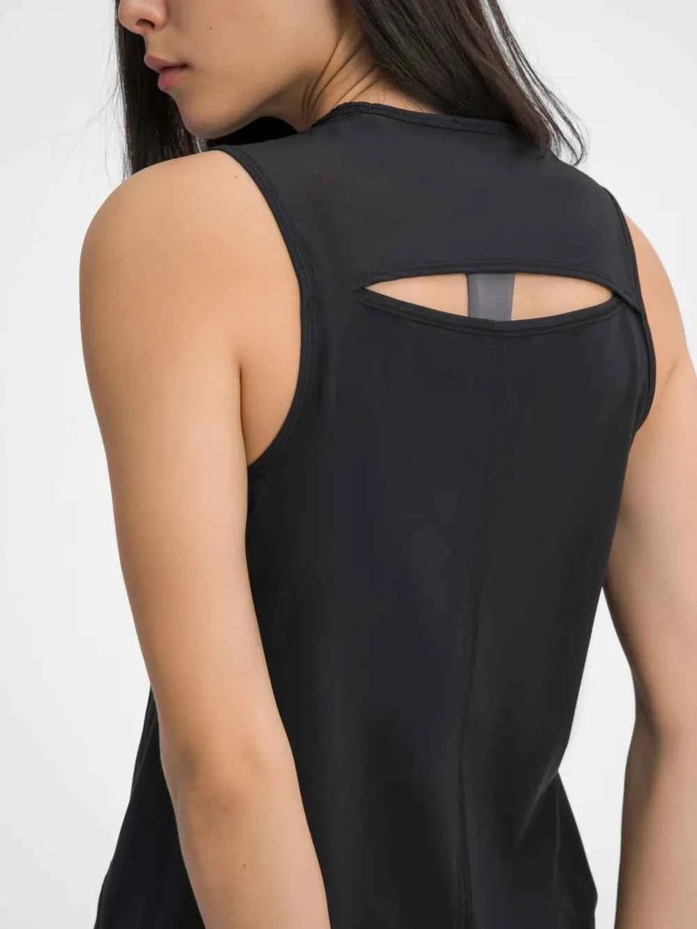 Cutout Back Round Neck Active Tank - Elevate Your Workout Wardrobe — view 24