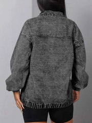 Elastic Hem Quarter Zip Denim Top — view 5