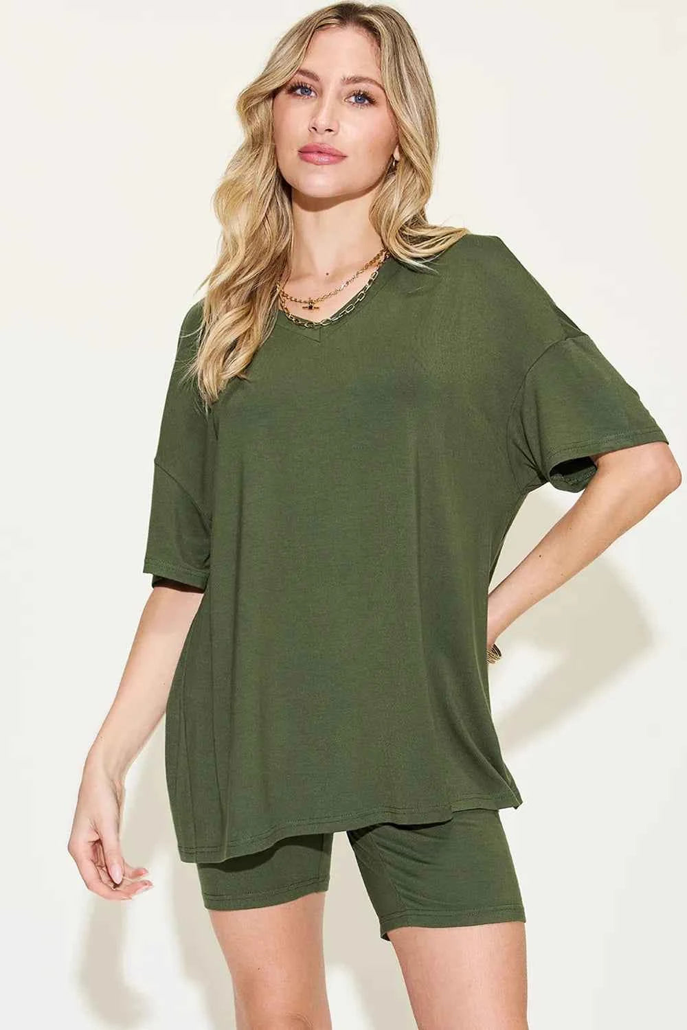 Transform Your Style with Our V-Neck T-Shirt and Shorts Set — view 21