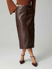 Slit Midi Skirt with Pockets — view 3