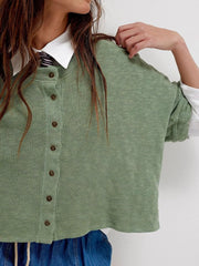 Button-Front Half Sleeve Cardigan — view 16