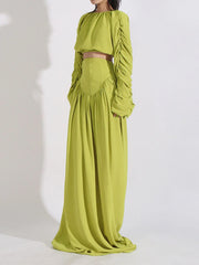 Ruched Long Sleeve Top and High Waist Skirt Set — view 7