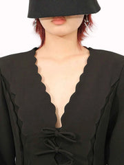 Long Sleeve Bow Front Midi Dress — view 3