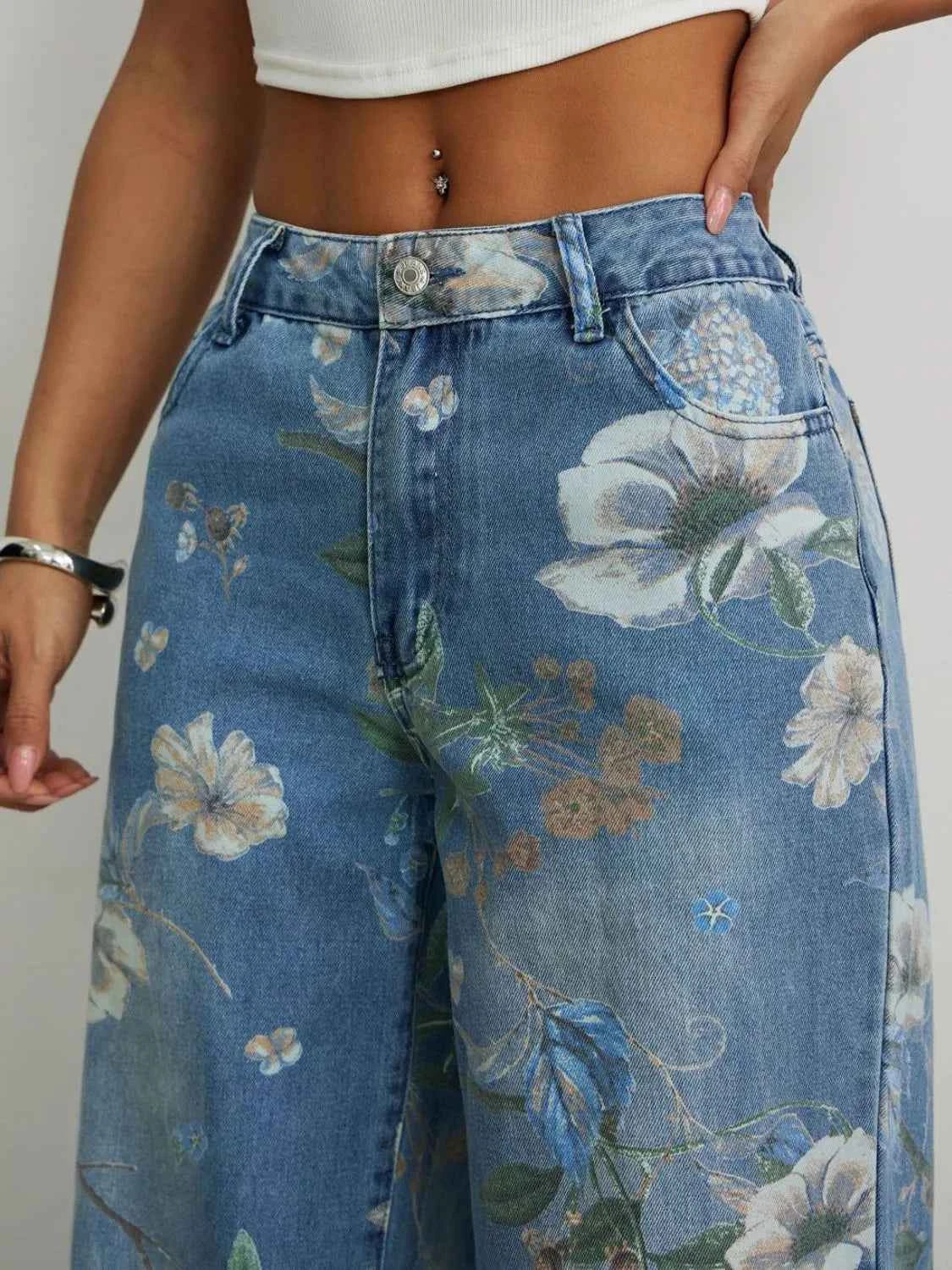 Printed Wide Leg Jeans — view 3