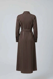 Striped Long Sleeve Belted Shirt Dress — view 5