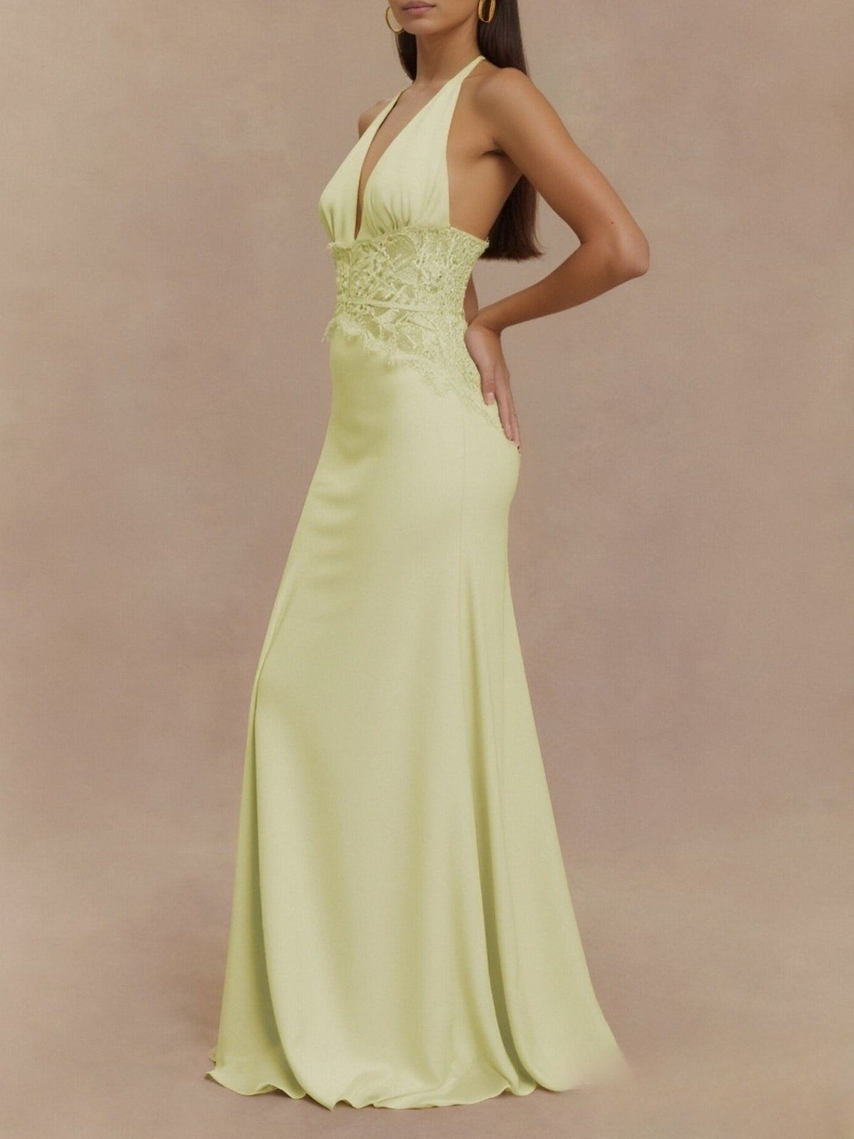 Halter Neck Lace Trimmed Maxi Dress — view 15