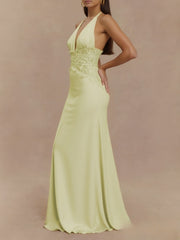 Halter Neck Lace Trimmed Maxi Dress — view 15