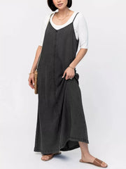Casual Washed Denim Cami Maxi Dress — view 8