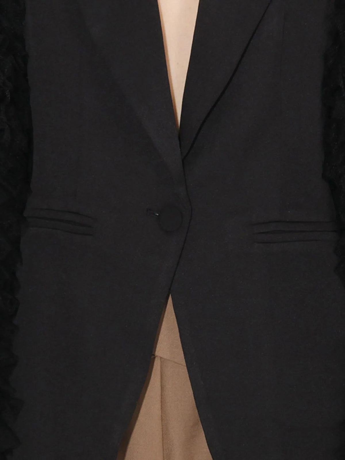 One Button Mesh Long Sleeve Blazer — view 7