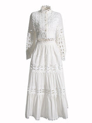 Lace Button Up Long Sleeve Top and Skirt Set — view 8
